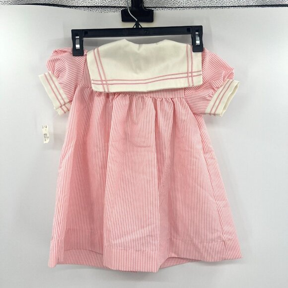 Vintage NWT Marshall Field's Girl's Pink Seersucker Sailor Dress Size 6 - Picture 4 of 4